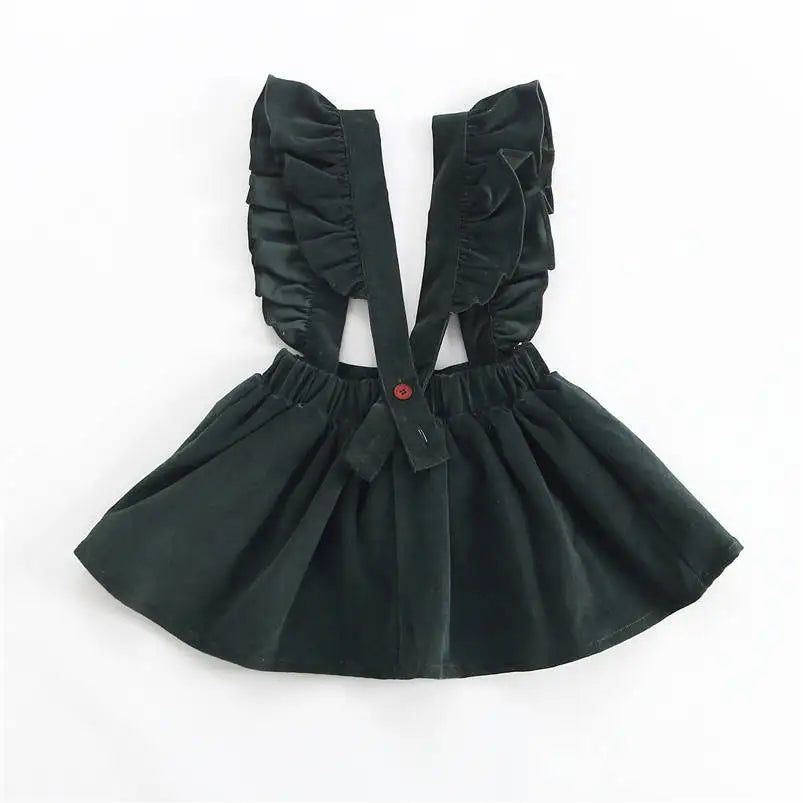 Baby Girls Fashion Clothes Fall Winter Warm Corduroy Princess Skirt Cute Ruffles Lace Strap Tutu Dress Party Birthday Custume