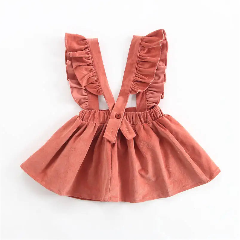 Baby Girls Fashion Clothes Fall Winter Warm Corduroy Princess Skirt Cute Ruffles Lace Strap Tutu Dress Party Birthday Custume