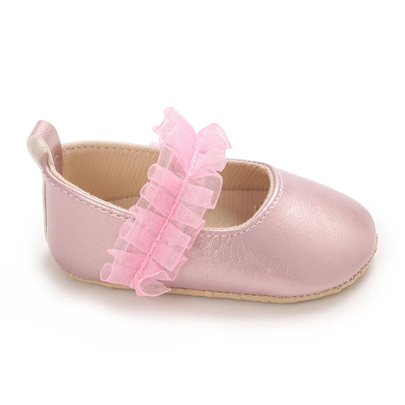 Spring And Autumn Bow 0-18 Months Newborns Wearing Outward Walking Shoes With Durable Soft Sole And Non Slip Princess Shoes