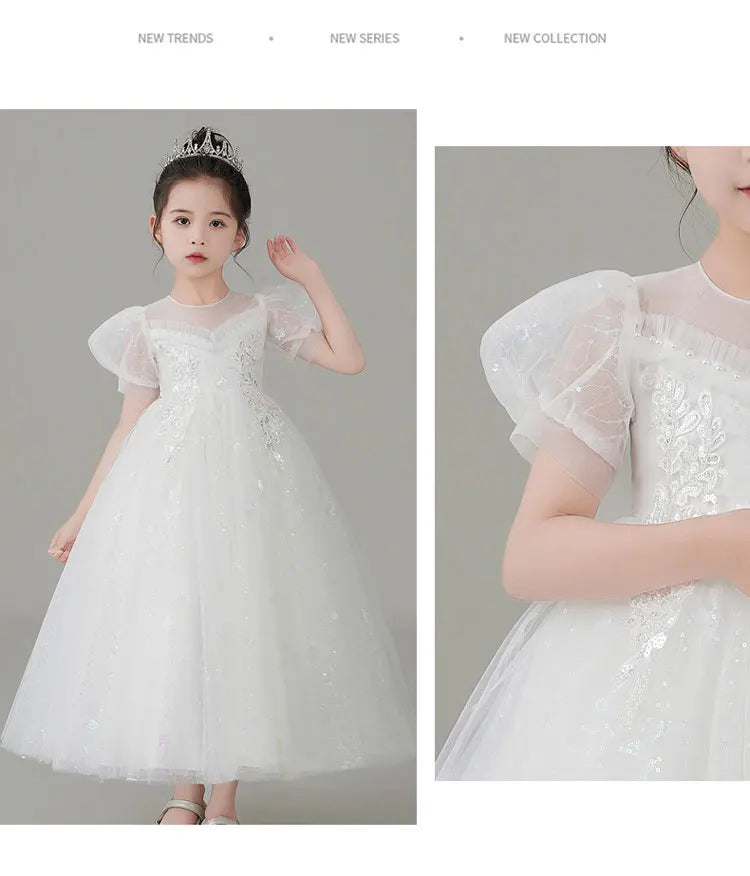 Fashion Children Clothing Evening Dresses Lace Short Sleeve Kids Dresses for Girls Summer Girls Party Dresses 3-12 Years