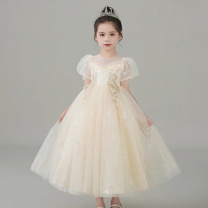 Fashion Children Clothing Evening Dresses Lace Short Sleeve Kids Dresses for Girls Summer Girls Party Dresses 3-12 Years