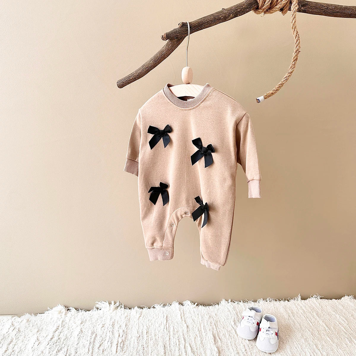 Newborn Baby Girl Clothes Bow Infant Jumpsuit Spring Autumn Babygrow Romper Cotton Kids Toddler Children Clothing 0-18 Months