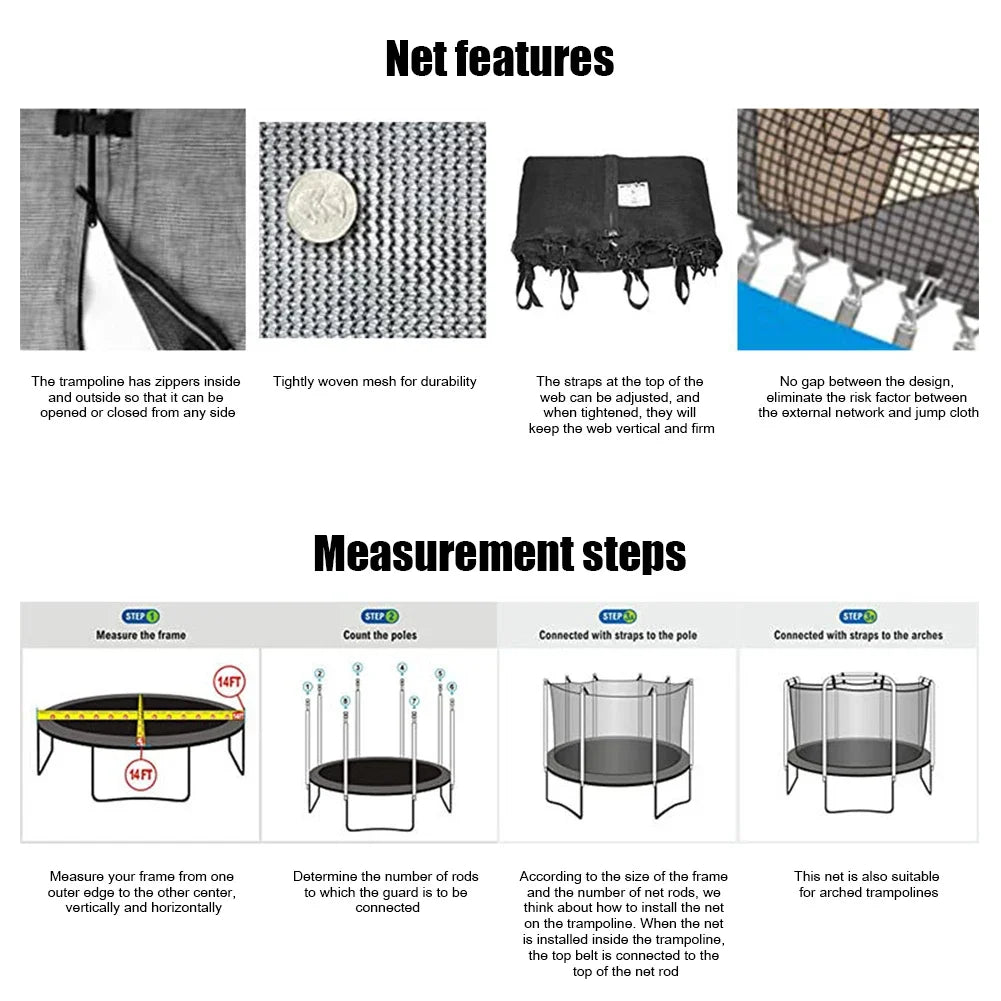 Trampoline Protective Net Nylon Trampoline for Kids Children Jumping Pad Safety Net Protection Guard Outdoor Supplies