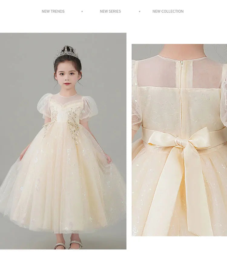 Fashion Children Clothing Evening Dresses Lace Short Sleeve Kids Dresses for Girls Summer Girls Party Dresses 3-12 Years