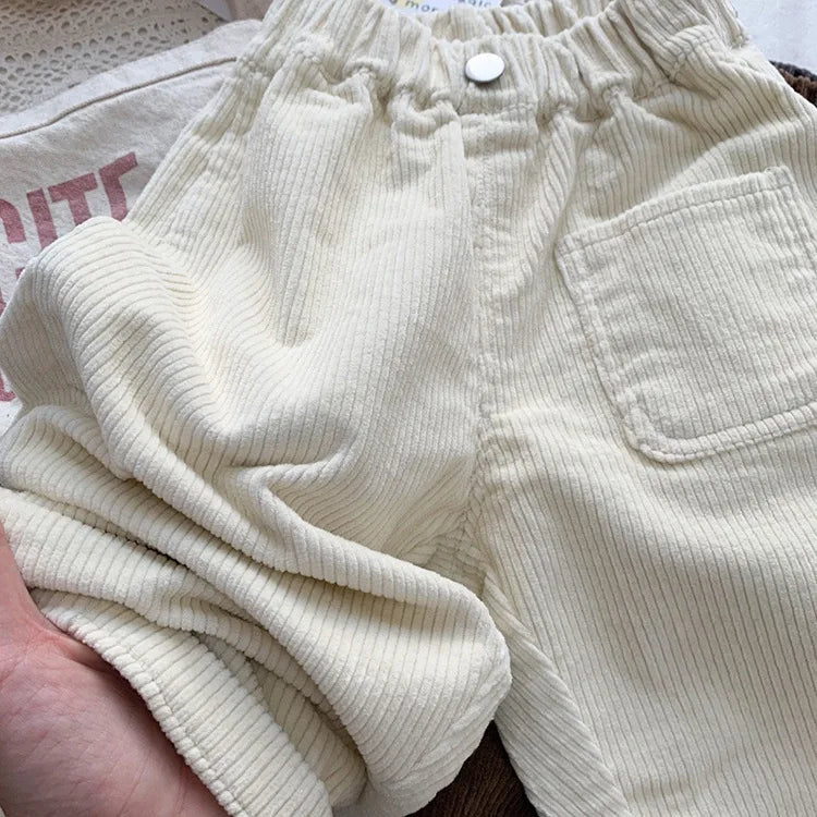 Fashion children's clothing Autumn Winter Kids solid color Corduroy pants Boys soft loose Trousers Girls all-match casual pants