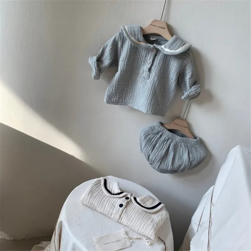 Organic Baby Outfit Set – 0–3Y Navy