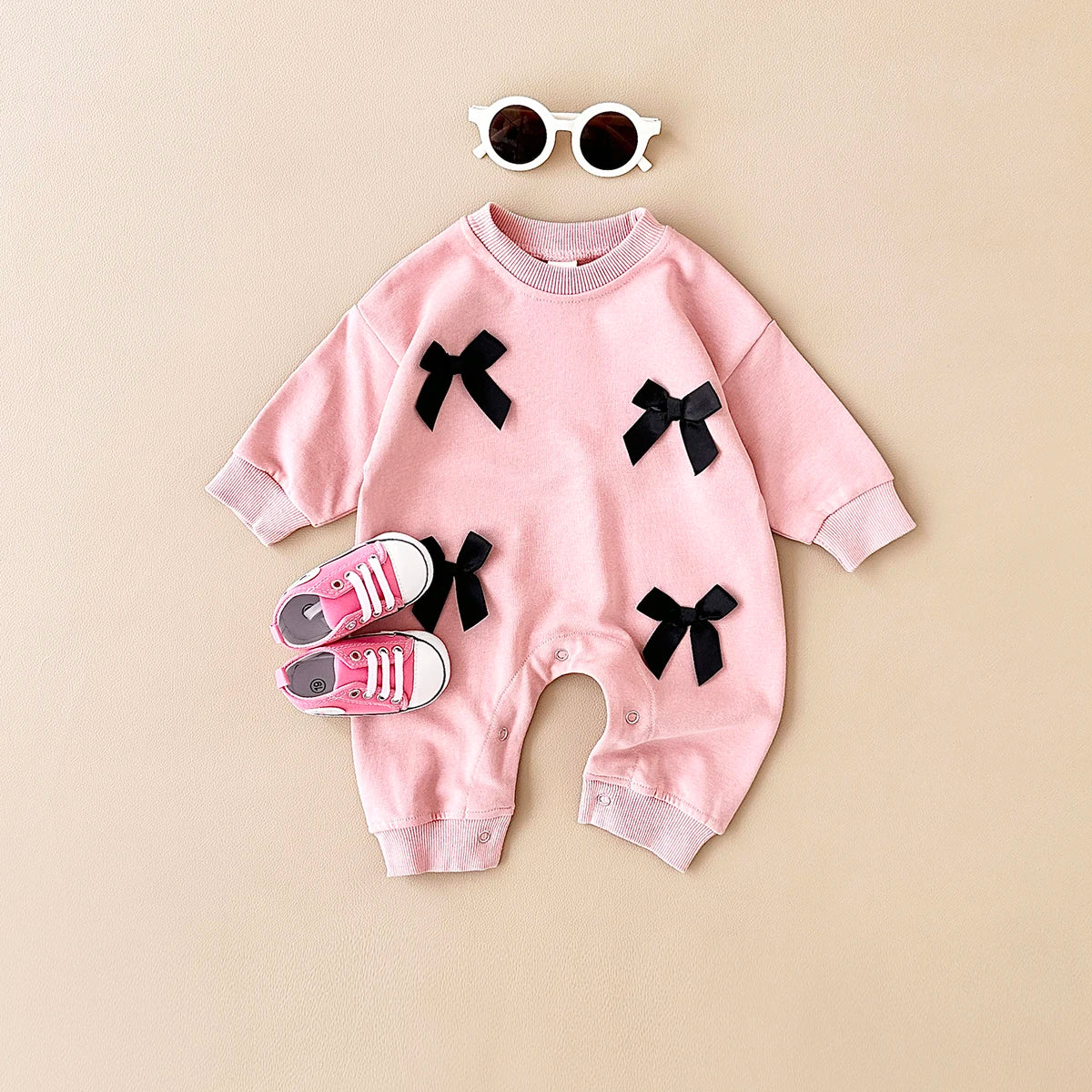 Newborn Baby Girl Clothes Bow Infant Jumpsuit Spring Autumn Babygrow Romper Cotton Kids Toddler Children Clothing 0-18 Months