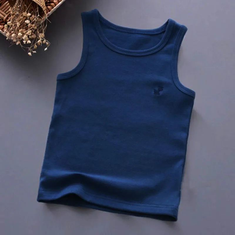 Fashion Children T-shirts for Girls Candy Color Baby Boys Graphic Tee Cotton Vest Tops Kids Summer Clothes Sleeveless T-Shirt