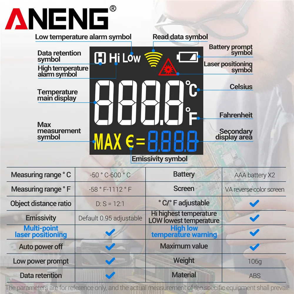 ANENG TH203 IR Thermometer –50~600℃