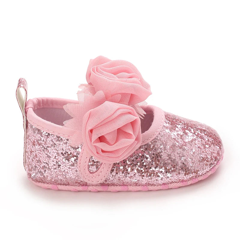 Spring And Autumn Bow 0-18 Months Newborns Wearing Outward Walking Shoes With Durable Soft Sole And Non Slip Princess Shoes