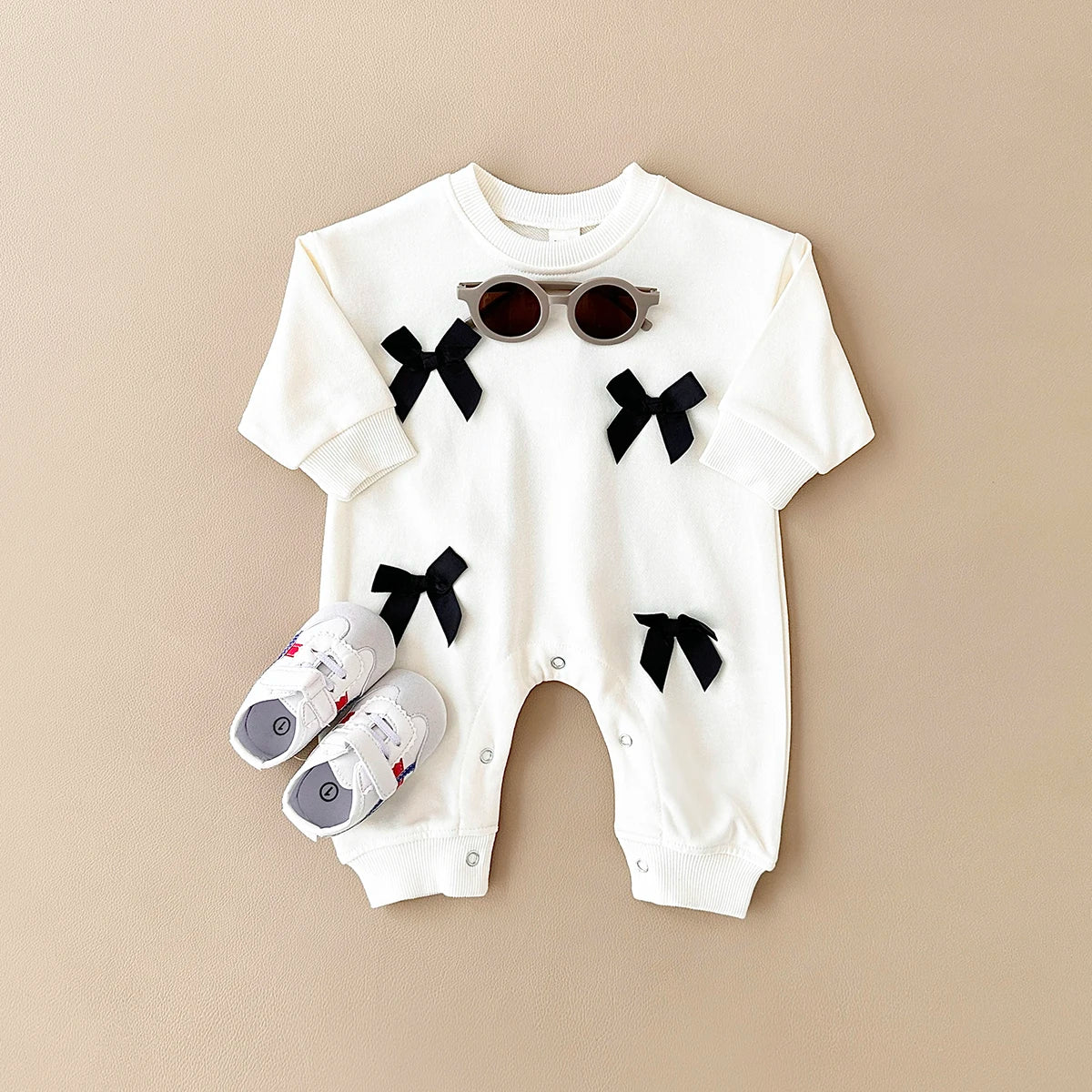 Newborn Baby Girl Clothes Bow Infant Jumpsuit Spring Autumn Babygrow Romper Cotton Kids Toddler Children Clothing 0-18 Months