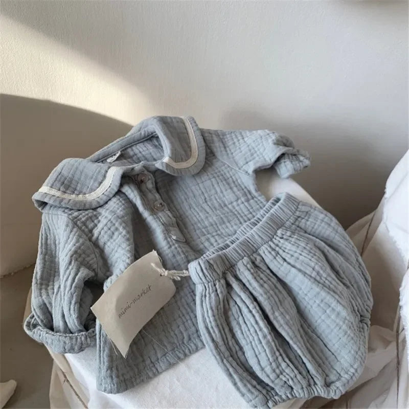 Organic Baby Outfit Set – 0–3Y Navy