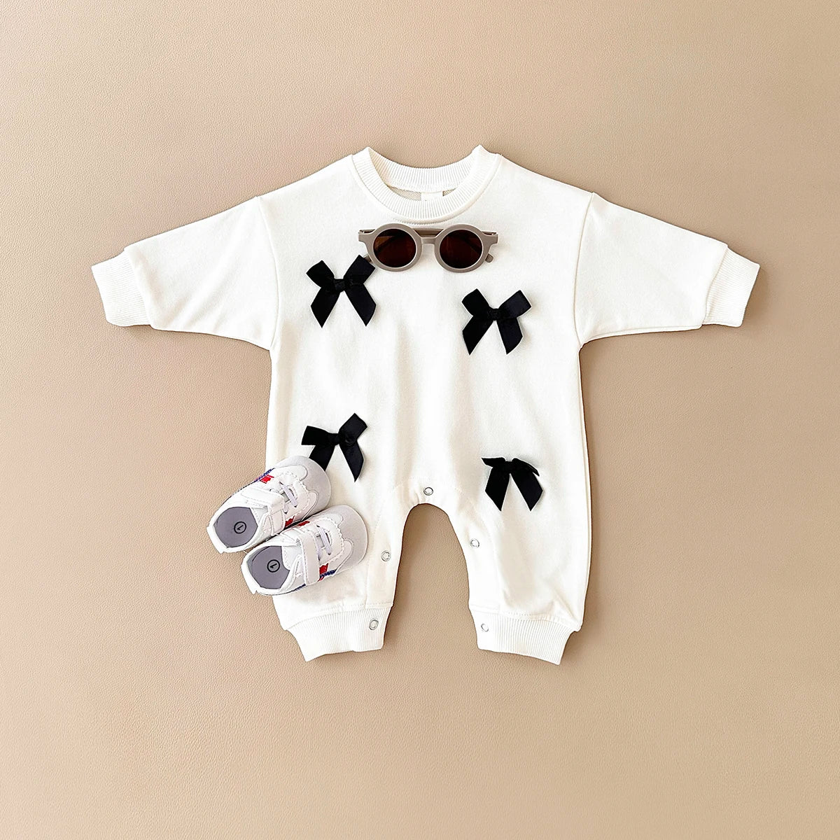 Newborn Baby Girl Clothes Bow Infant Jumpsuit Spring Autumn Babygrow Romper Cotton Kids Toddler Children Clothing 0-18 Months