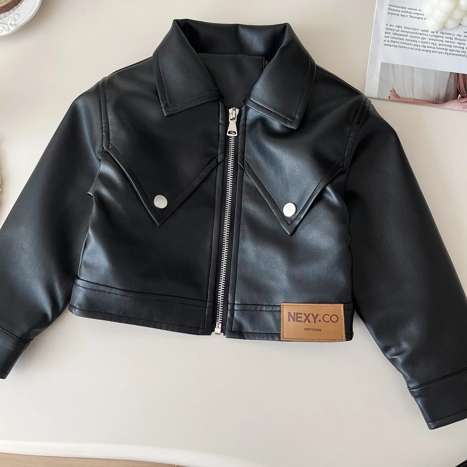 Childrens Clothing Set 2024 Autumn New Girls Leather Jacket Short Skirt Fashion Temperament Two-piece Set