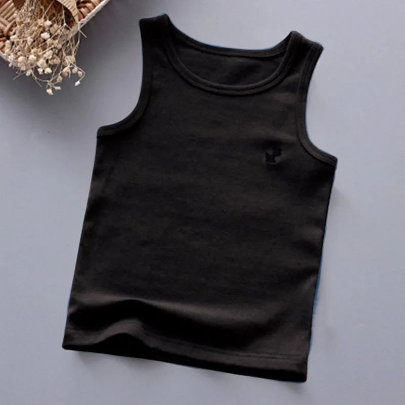 Fashion Children T-shirts for Girls Candy Color Baby Boys Graphic Tee Cotton Vest Tops Kids Summer Clothes Sleeveless T-Shirt