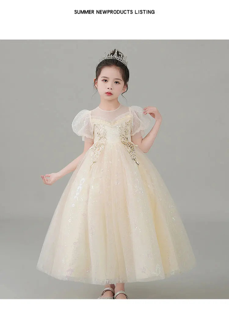 Fashion Children Clothing Evening Dresses Lace Short Sleeve Kids Dresses for Girls Summer Girls Party Dresses 3-12 Years
