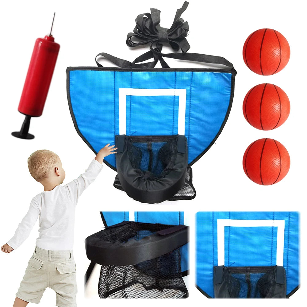 Trampoline Basketball Hoop with Pump and Mini Ball Kids Sport Games Easy To Assemble for Trampoline and All Ages