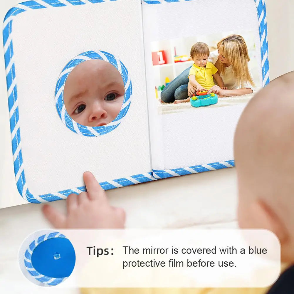 Baby Photo Album Soft Baby Book First Year Baby Photo Book Safe Mirror Family Memory Book for Newborns Toddler 1st Birthday Gift