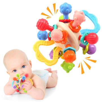 Soft Silicone Baby Rattle Ball – 0–12M