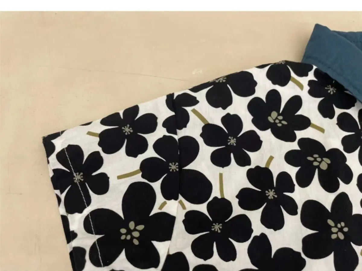 Children Clothing 2025 New Fashionable Flower Suit Baby Short Sleeve Shirt Shorts Handsome Retro Casual Shorts Two Piece Set