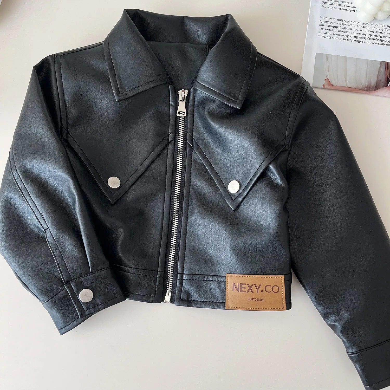 Childrens Clothing Set 2024 Autumn New Girls Leather Jacket Short Skirt Fashion Temperament Two-piece Set