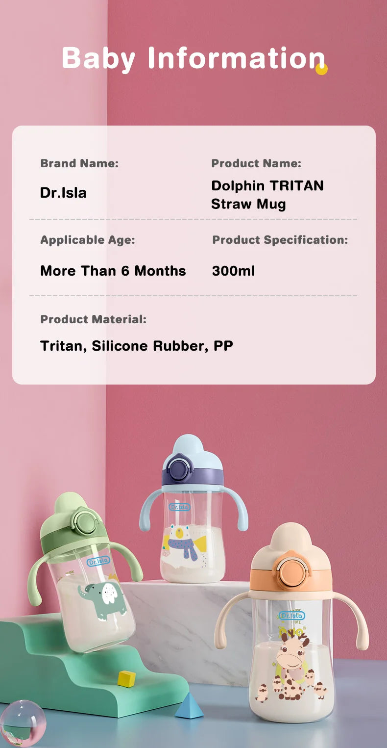 Baby Straw Bottle – 300ml BPA-Free