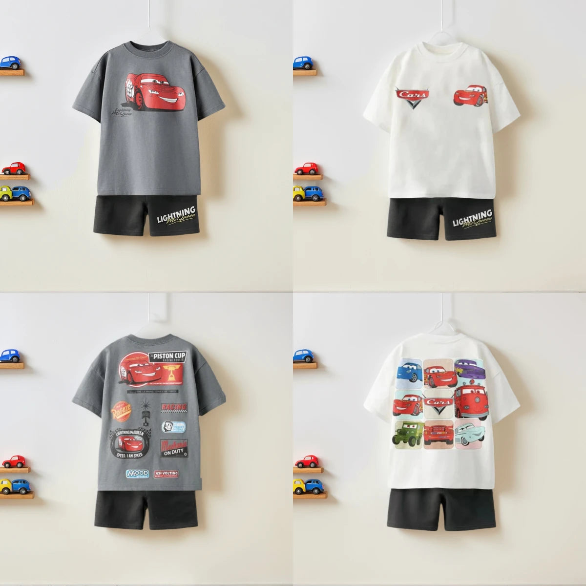 Kids Boy Fashion Clothes New Child Car Print Tee Shirts Boy Short Sleeve Clothing+shorts Casual Suit Sport Children Sets Clothes