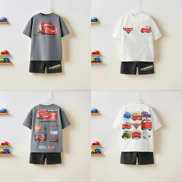 Kids Boy Fashion Clothes New Child Car Print Tee Shirts Boy Short Sleeve Clothing+shorts Casual Suit Sport Children Sets Clothes