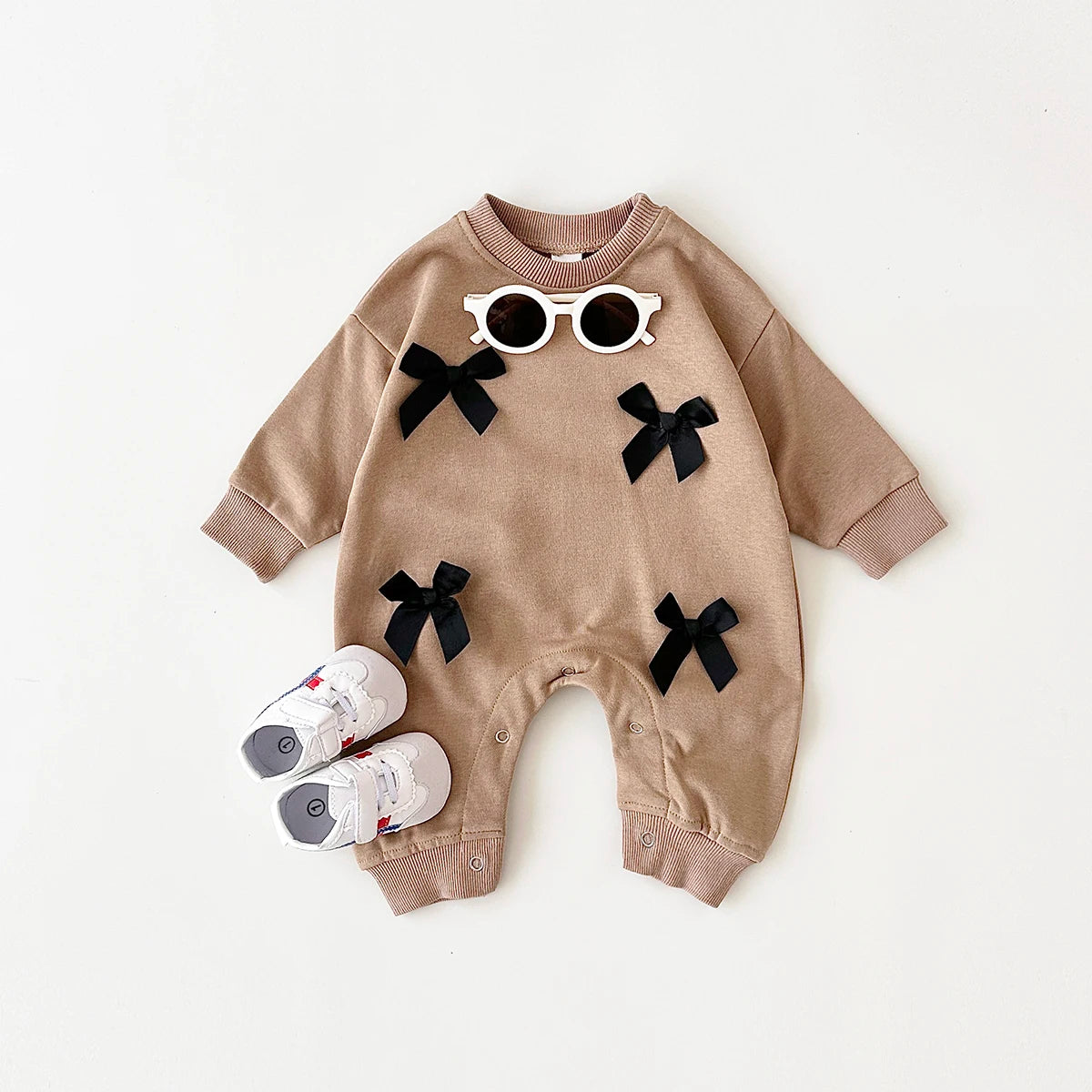 Newborn Baby Girl Clothes Bow Infant Jumpsuit Spring Autumn Babygrow Romper Cotton Kids Toddler Children Clothing 0-18 Months