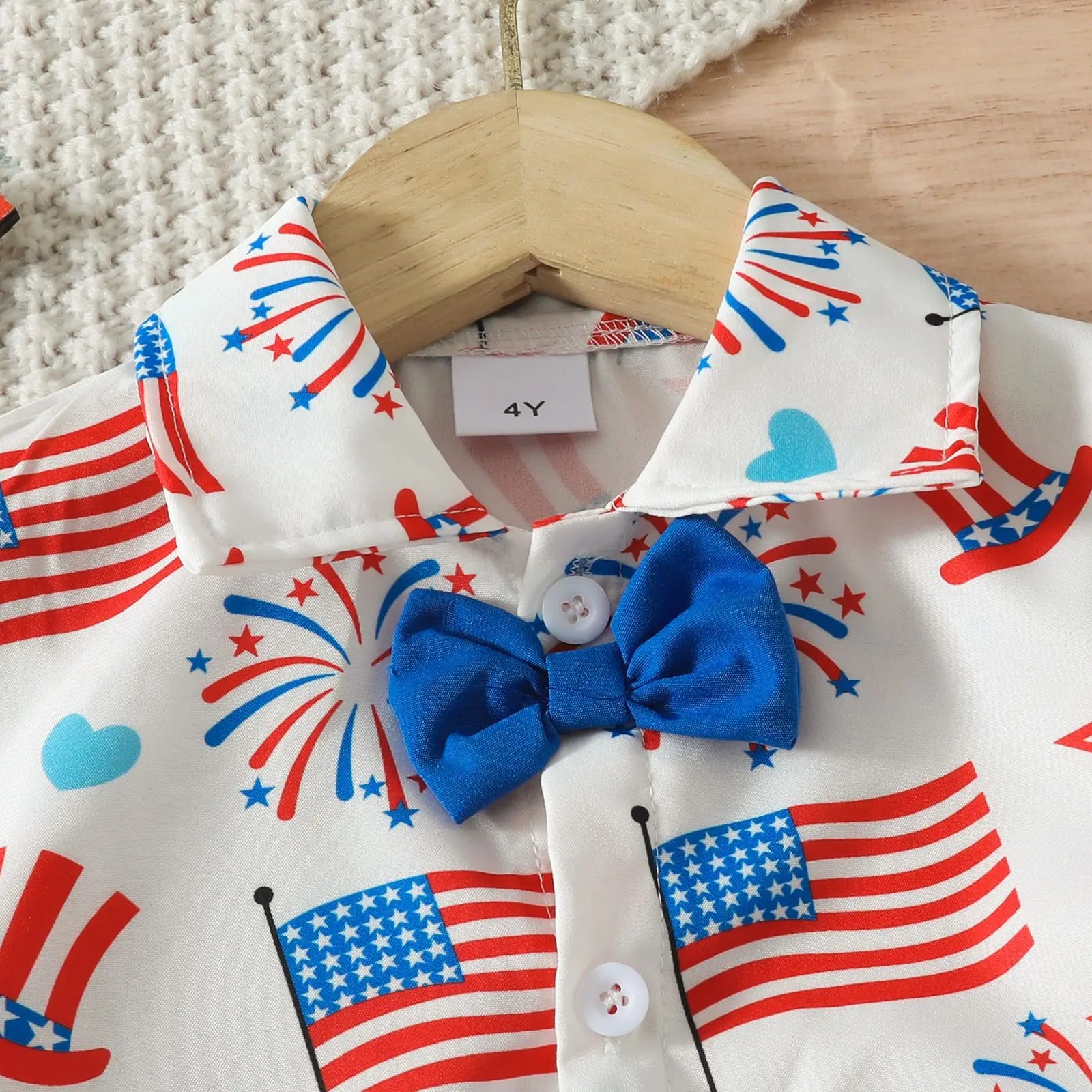 Children Boys' Fashion Independence Day Print T-Shirt & Shorts Set, Stylish 2-Piece Outfit