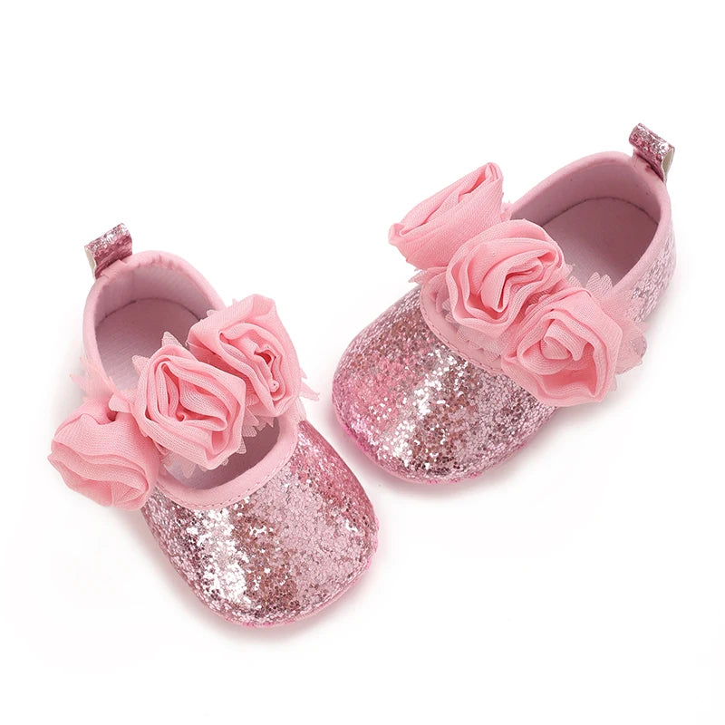 Spring And Autumn Bow 0-18 Months Newborns Wearing Outward Walking Shoes With Durable Soft Sole And Non Slip Princess Shoes