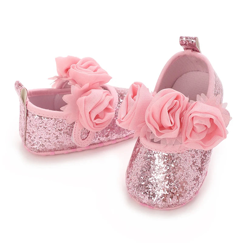 Spring And Autumn Bow 0-18 Months Newborns Wearing Outward Walking Shoes With Durable Soft Sole And Non Slip Princess Shoes