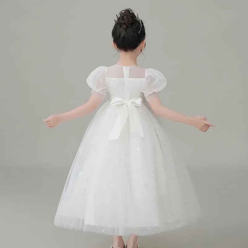Fashion Children Clothing Evening Dresses Lace Short Sleeve Kids Dresses for Girls Summer Girls Party Dresses 3-12 Years