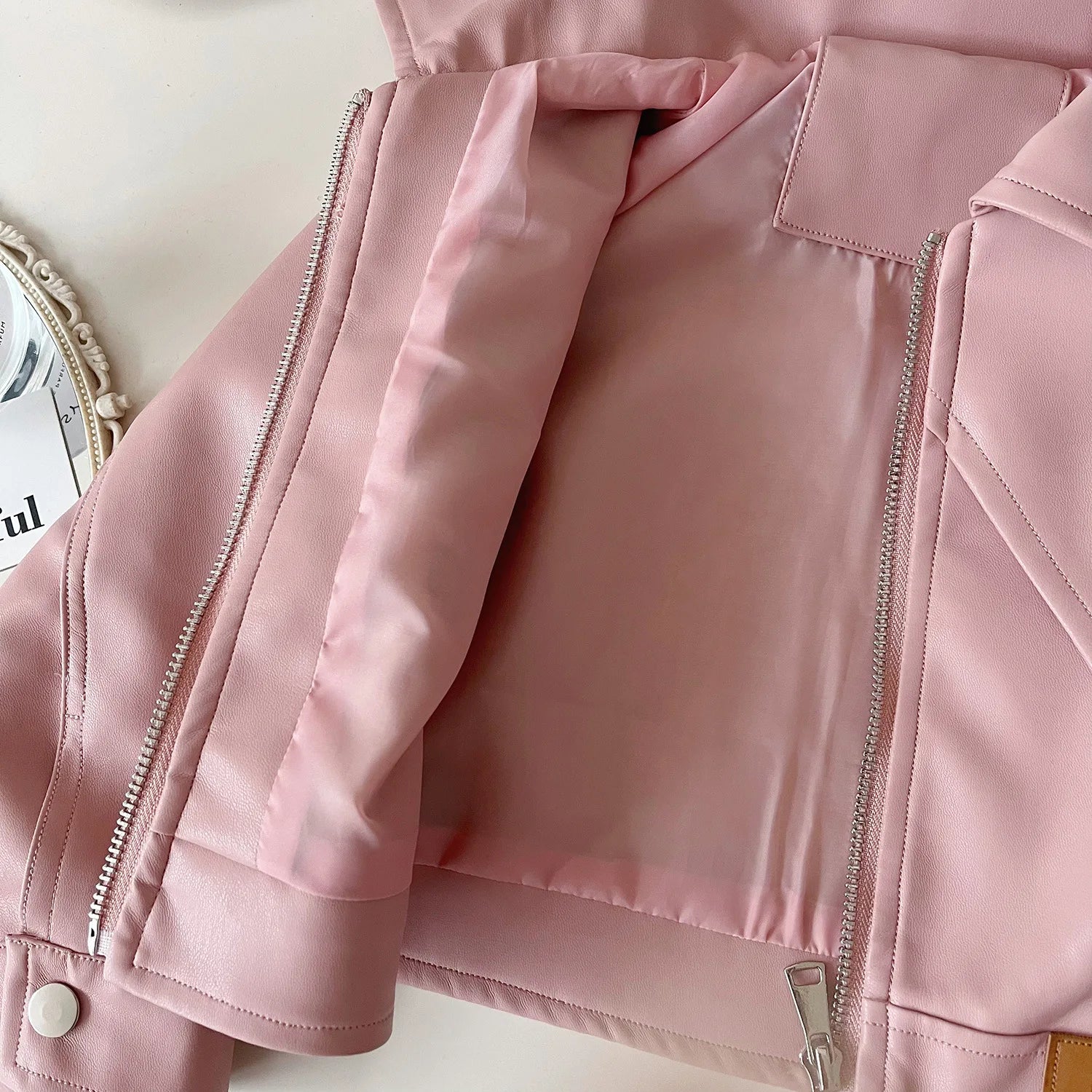 Childrens Clothing Set 2024 Autumn New Girls Leather Jacket Short Skirt Fashion Temperament Two-piece Set