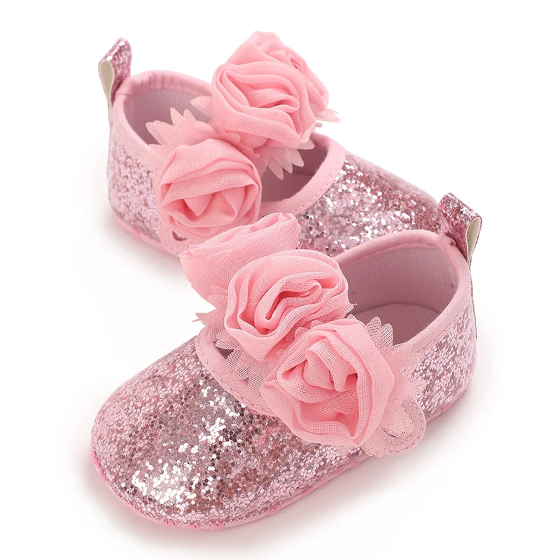 Spring And Autumn Bow 0-18 Months Newborns Wearing Outward Walking Shoes With Durable Soft Sole And Non Slip Princess Shoes